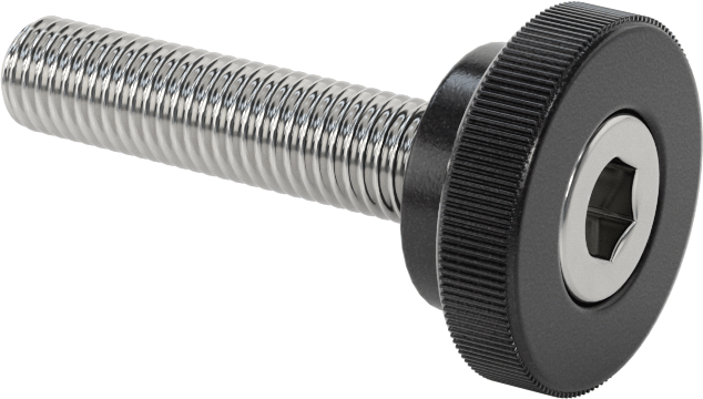 Altıgen Tahrikli Plastik Başlı Parmak Vidası, 1/4"-28 Diş Boyutu, 1-1/8" Uzunluk