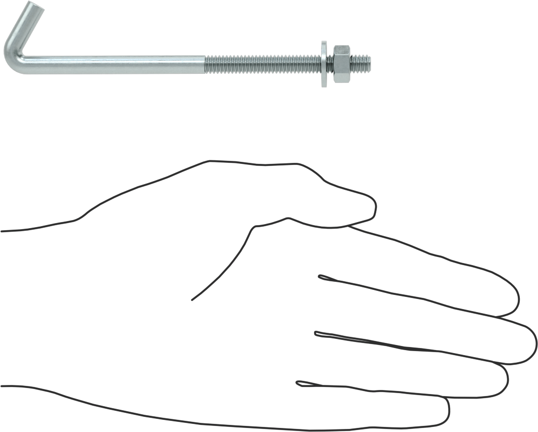Somun ve Pullu Düşük Mukavemetli Çelik Sabitleme Cıvatası, Yuvarlak Kancalı, Çinko Kaplamalı, 1/4"-20 Diş Boyutu, 5 inç Uzunluk