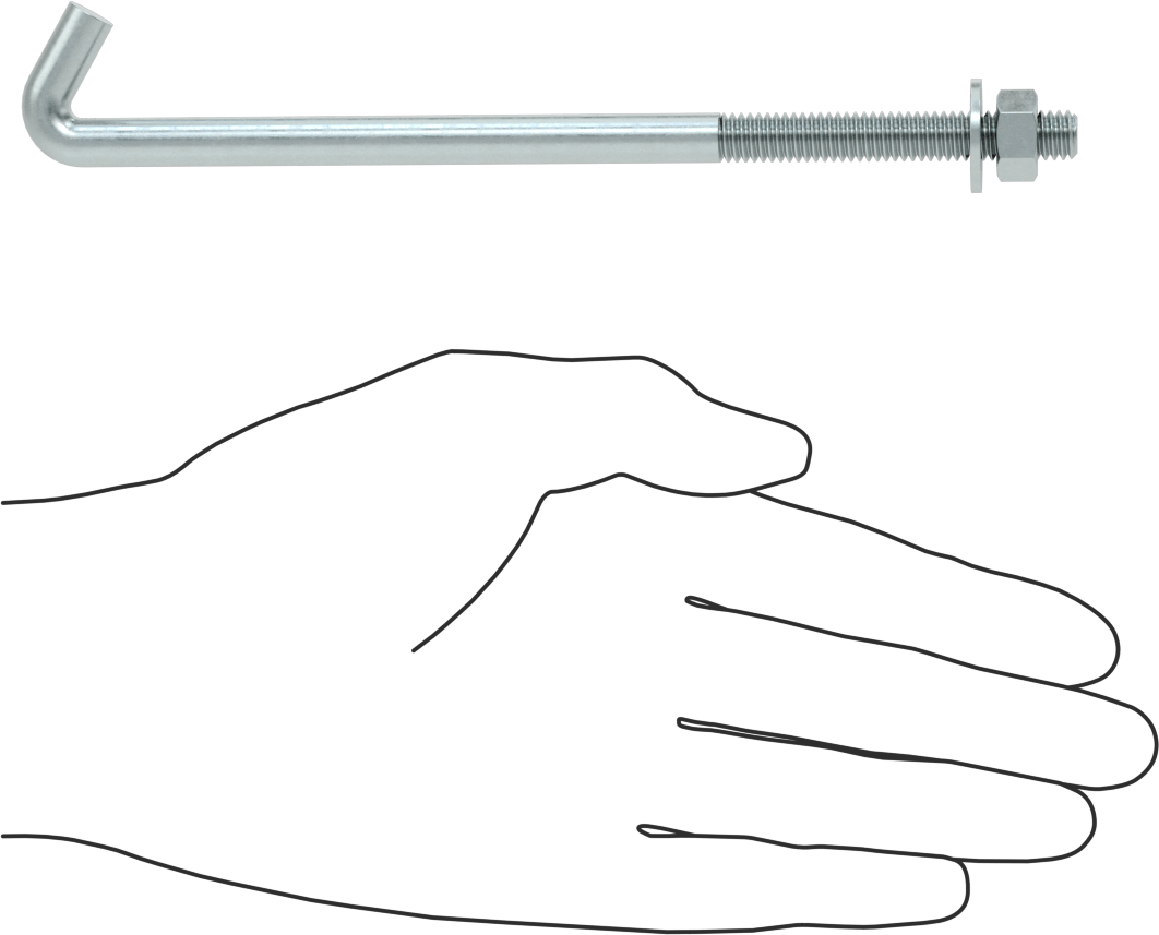 Somun ve Pullu Düşük Mukavemetli Çelik Sabitleme Cıvatası, Yuvarlak Kancalı, Çinko Kaplamalı, 5/16"-18 Diş Boyutu, 6-3/4" Uzunluk