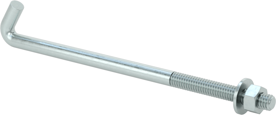 Somun ve Pullu Düşük Mukavemetli Çelik Sabitleme Cıvatası, Yuvarlak Kancalı, Çinko Kaplamalı, 5/16"-18 Diş Boyutu, 6-3/4" Uzunluk