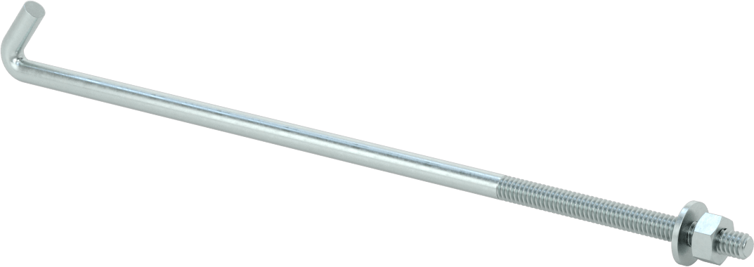 Somun ve Pullu Düşük Mukavemetli Çelik Sabitleme Cıvatası, Yuvarlak Kancalı, Çinko Kaplamalı, 1/4"-20 Diş Boyutu, 9-1/4" Uzunluk