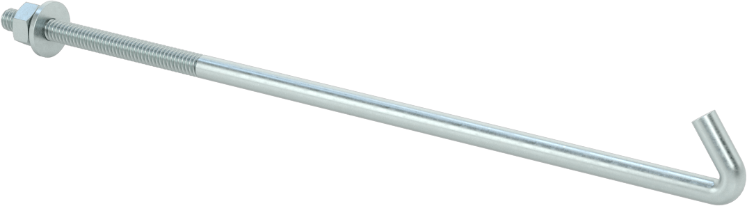 Somun ve Pullu Düşük Mukavemetli Çelik Sabitleme Cıvatası, Yuvarlak Kancalı, Çinko Kaplamalı, 1/4"-20 Diş Boyutu, 9-1/4" Uzunluk
