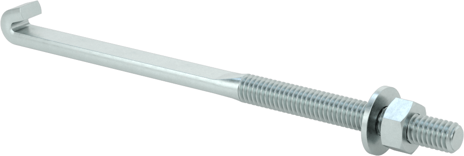 Somun ve Pullu Düşük Mukavemetli Çelik Sabitleme Cıvatası, Düz Kancalı, Çinko Kaplamalı, 5/16"-18 Diş Boyutu, 5-7/8" Uzunluk