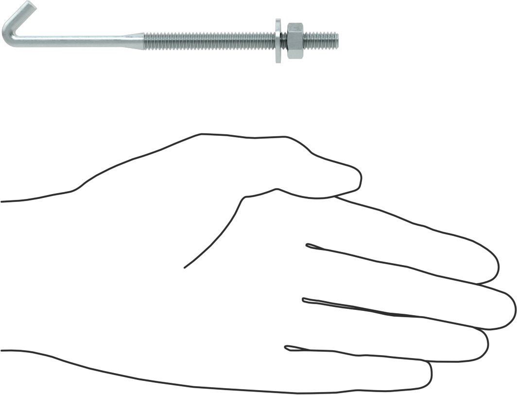 Somun ve Pullu Düşük Mukavemetli Çelik Sabitleme Cıvatası, Düz Kancalı, Çinko Kaplamalı, 1/4"-20 Diş Boyutu, 4-3/4" Uzunluk