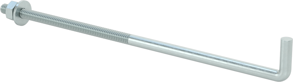 Somun ve Pullu Düşük Mukavemetli Çelik Sabitleme Cıvatası, Yuvarlak Kancalı, Çinko Kaplamalı, 1/4"-20 Diş Boyutu, 8" Uzunluk