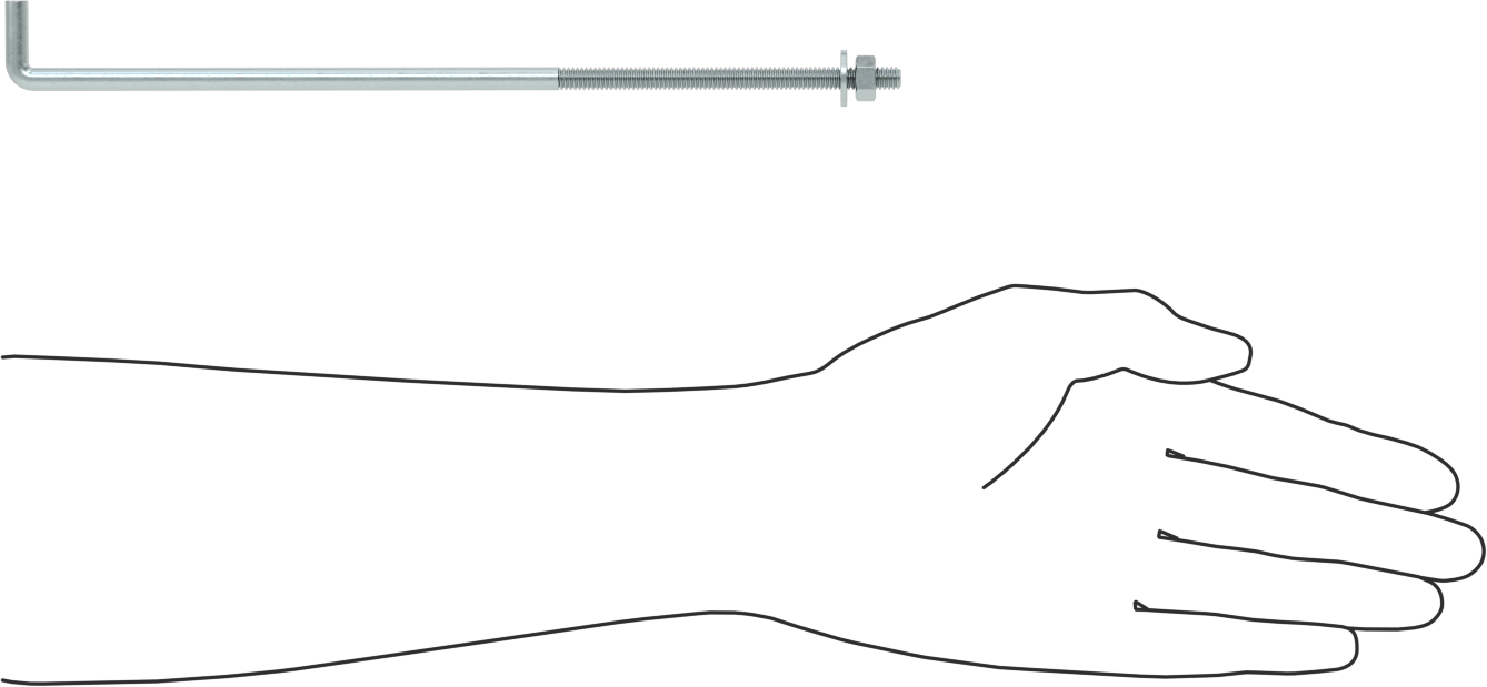 Somun ve Pullu Düşük Mukavemetli Çelik Sabitleme Cıvatası, 90 Derece Yuvarlak Kancalı, Çinko Kaplamalı, 1/4"-20 Diş Boyutu, 10" Uzunluk