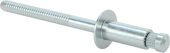 Çinko Kaplı Çelik Yüksek Mukavemetli Kör Perçinler, Kubbeli Başlık, 3/16" Çap, 0,126“-0,25” Malzeme Kalınlığı için