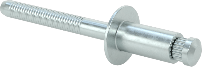 Çinko Kaplı Çelik Yüksek Mukavemetli Kör Perçinler, Kubbeli Başlık, 1/4" Çap, 0,126“-0,25” Malzeme Kalınlığı için