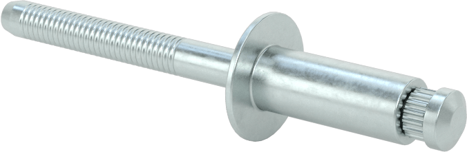 Çinko Kaplı Çelik Yüksek Mukavemetli Kör Perçinler, Kubbeli Başlık, 1/4" Çap, 0,251“-0,375” Malzeme Kalınlığı için