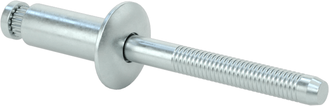 Çinko Kaplı Çelik Yüksek Mukavemetli Kör Perçinler, Kubbeli Başlık, 1/4" Çap, 0,251“-0,375” Malzeme Kalınlığı için
