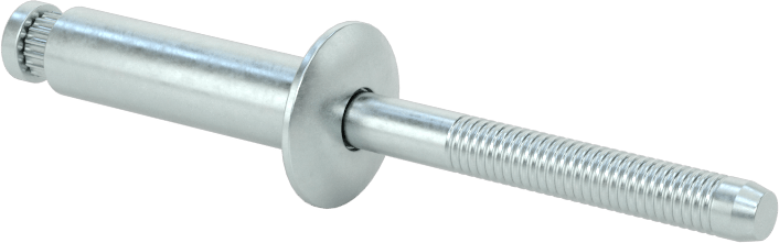 Çinko Kaplı Çelik Yüksek Mukavemetli Kör Perçinler, Kubbeli Başlık, 1/4" Çap, 0,501“ - 0,625” Malzeme Kalınlığı için