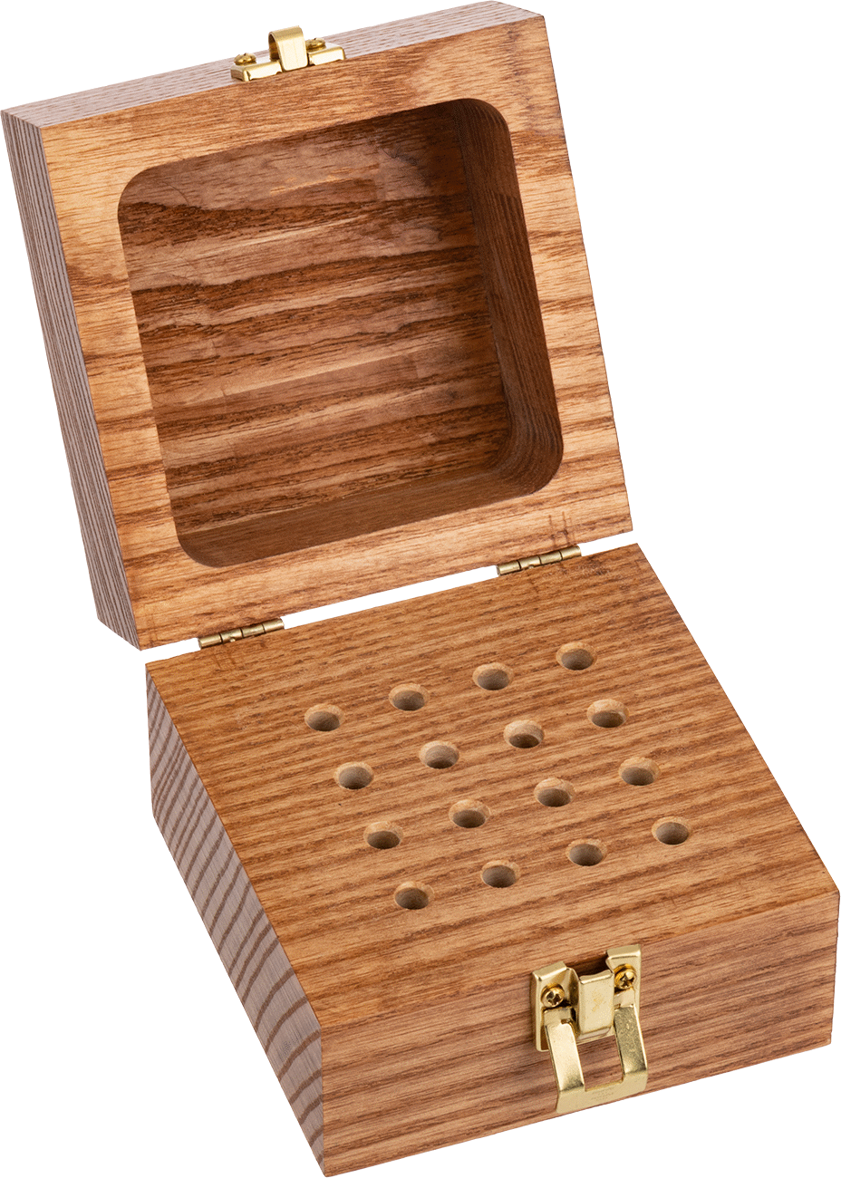 Bur Konteyneri, Ahşap Kutu, 16 Freze için, 1/4" Şaft Çapı için