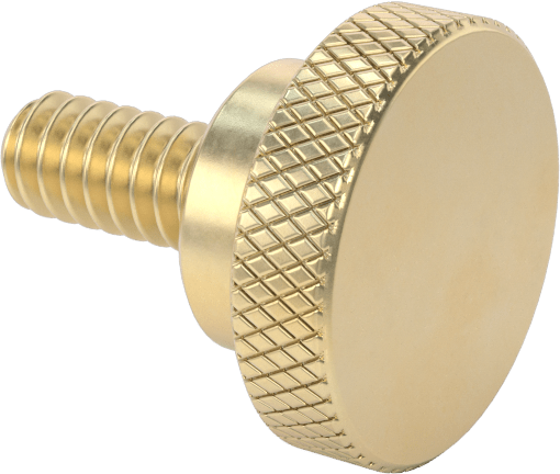 Pirinç Yükseltilmiş Tırtıllı Başlı Parmak Vidası, 4-40 Diş Boyutu, 1/4" Uzunluk