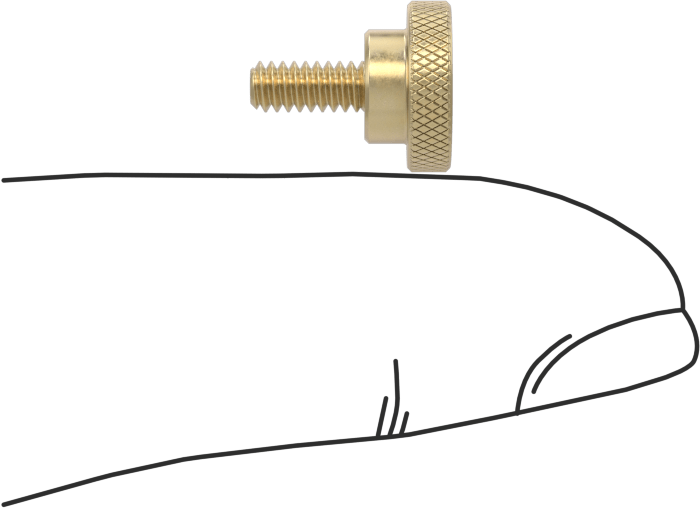 Pirinç Yükseltilmiş Tırtıllı Başlı Parmak Vidası, 4-40 Diş Boyutu, 1/4" Uzunluk