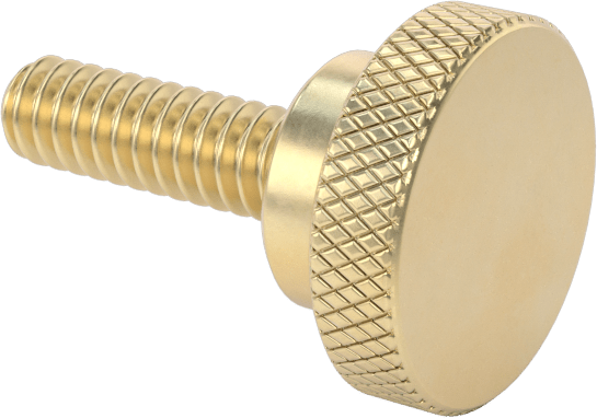 Pirinç Yükseltilmiş Tırtıllı Başlı Parmak Vidası, 4-40 Diş Boyutu, 3/8" Uzunluk