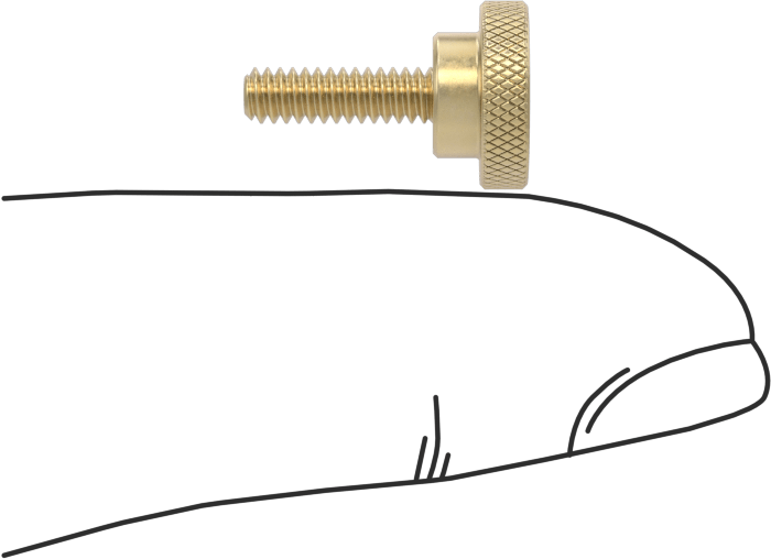 Pirinç Yükseltilmiş Tırtıllı Başlı Parmak Vidası, 4-40 Diş Boyutu, 3/8" Uzunluk