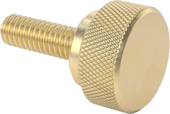 Pirinç Yükseltilmiş Tırtıllı Başlı Parmak Vidası, 8-32 Diş Boyutu, 1/2" Uzunluk