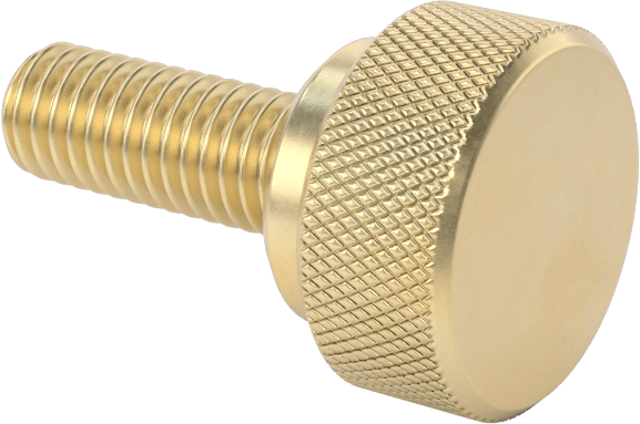 Pirinç Yükseltilmiş Tırtıllı Başlı Parmak Vidası, 10-32 Diş Boyutu, 1/2" Uzunluk