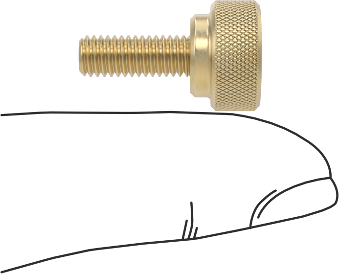 Pirinç Yükseltilmiş Tırtıllı Başlı Parmak Vidası, 10-32 Diş Boyutu, 1/2" Uzunluk