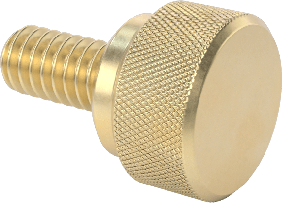 Pirinç Yükseltilmiş Tırtıllı Başlı Parmak Vidası, 1/4"-20 Diş Boyutu, 1/2" Uzunluk