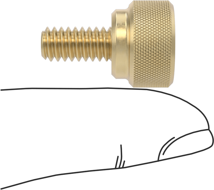 Pirinç Yükseltilmiş Tırtıllı Başlı Parmak Vidası, 1/4"-20 Diş Boyutu, 1/2" Uzunluk