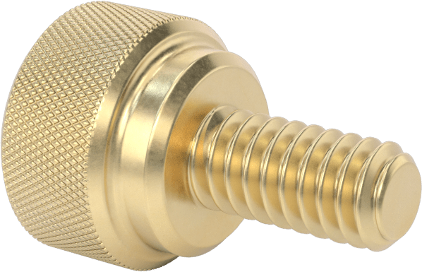 Pirinç Yükseltilmiş Tırtıllı Başlı Parmak Vidası, 1/4"-20 Diş Boyutu, 1/2" Uzunluk