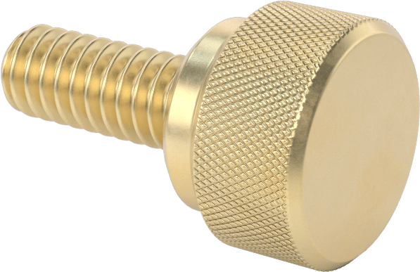 Pirinç Yükseltilmiş Tırtıllı Başlı Parmak Vidası, 1/4"-20 Diş Boyutu, 5/8" Uzunluk