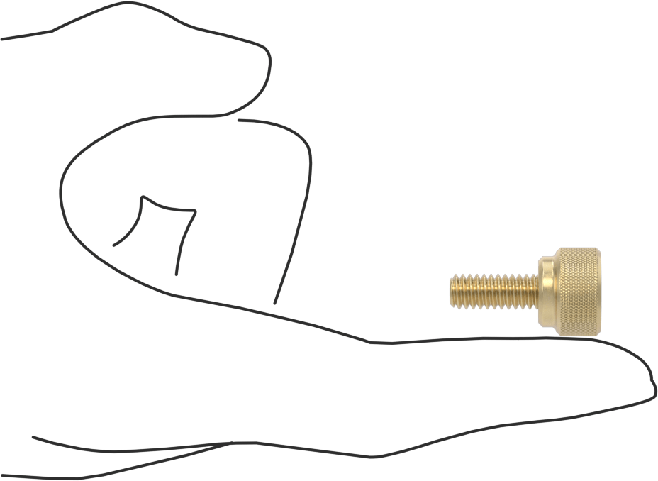 Pirinç Yükseltilmiş Tırtıllı Başlı Parmak Vidası, 1/4"-20 Diş Boyutu, 5/8" Uzunluk