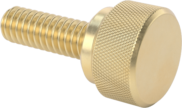 Pirinç Yükseltilmiş Tırtıllı Başlı Parmak Vidası, 1/4"-20 Diş Boyutu, 3/4" Uzunluk