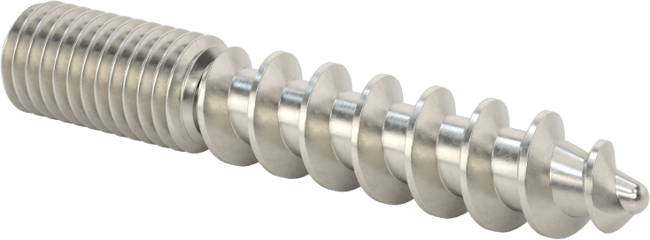 316 Paslanmaz Çelik Ahşap Vida Dişli Saplamalar, M10 x 1,5 mm Saplamalı M10 Ahşap Vida, 60 mm Uzunluk