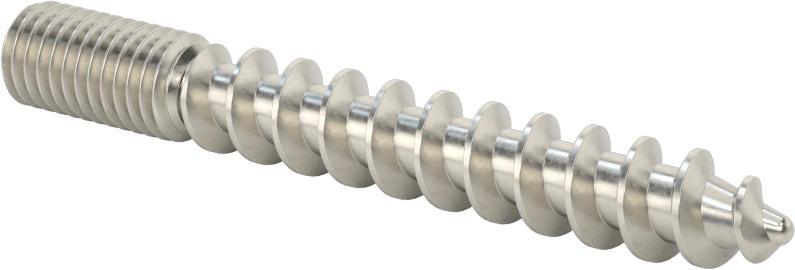 316 Paslanmaz Çelik Ahşap Vida Dişli Saplamalar, M10 x 1,5 mm Saplamalı M10 Ahşap Vida, 80 mm Uzunluk