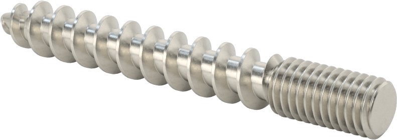 316 Paslanmaz Çelik Ahşap Vida Dişli Saplamalar, M10 x 1,5 mm Saplamalı M10 Ahşap Vida, 80 mm Uzunluk
