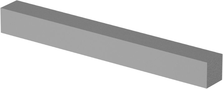Makine Anahtarı, 1008-1045 Çelik, 3/16" x 3/16", 1-3/4" Uzunluk, Küçük Boyutlu