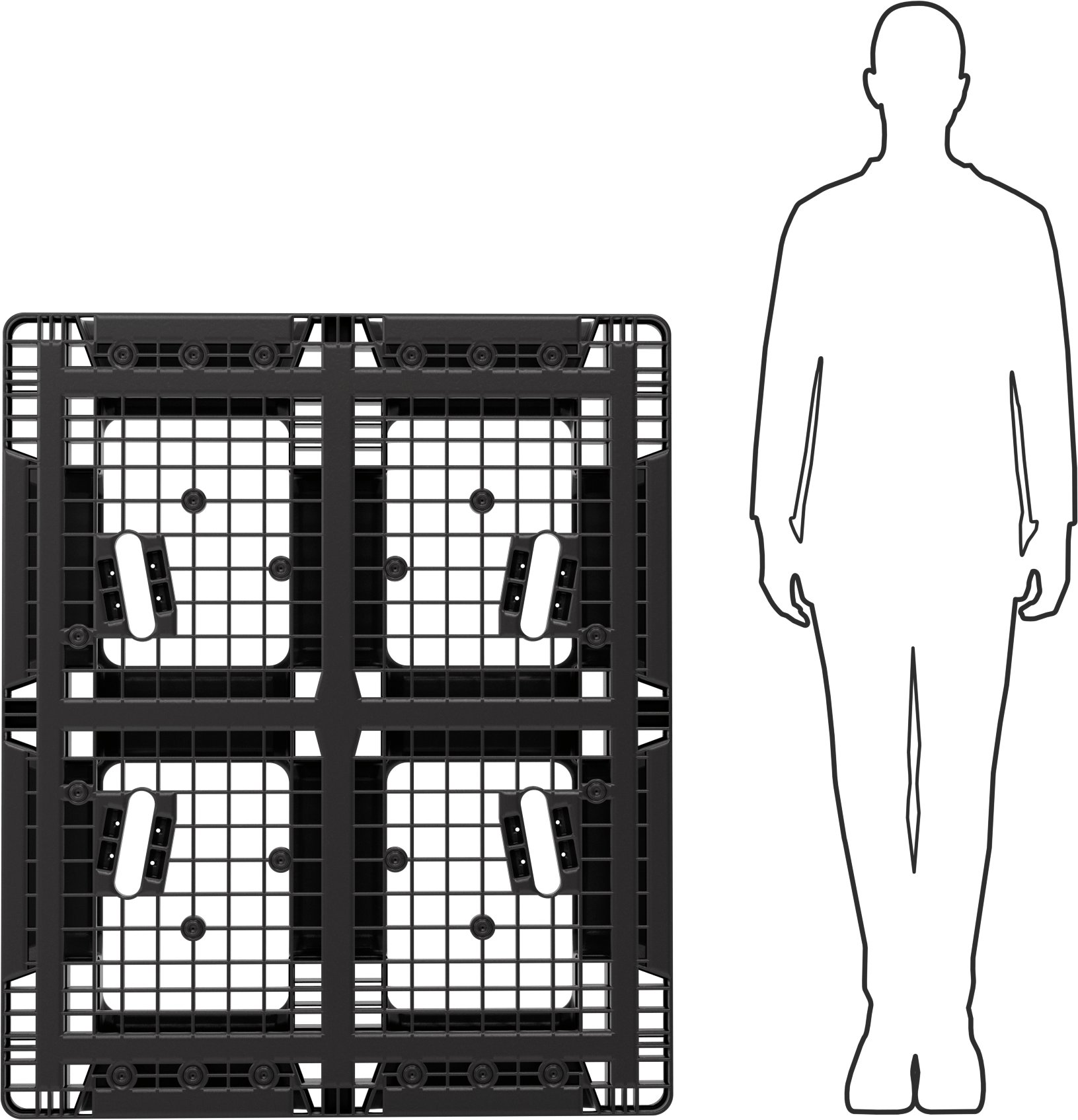 İstiflenebilir Plastik Palet, Havalandırmalı Yüzey, 40“ Genişlik x 48” Derinlik x 5-1/2" Toplam Yükseklik