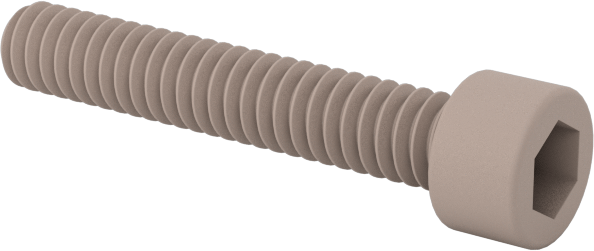 PEEK Plastik Soket Başlı Vida, 2-56 Diş Boyutu, 1/2" Uzunluk, Bej