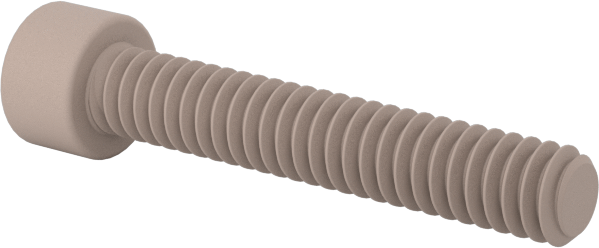 PEEK Plastik Soket Başlı Vida, 2-56 Diş Boyutu, 1/2" Uzunluk, Bej