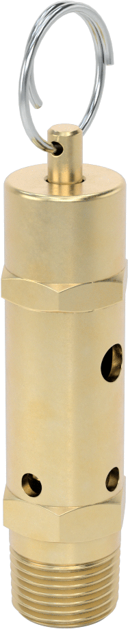 ASME Kodlu Hızlı Etkili Basınç Tahliye Vanası, Hava için, Test Halkası, Pirinç Conta, 1/2 NPT, 3-3/4" Yükseklik