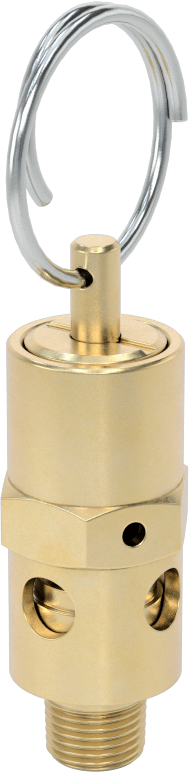 ASME Kodlu Hızlı Etkili Basınç Tahliye Vanası, Hava için, Test Halkası, Pirinç Conta, 1/8 NPT, 2-1/8" Yükseklik