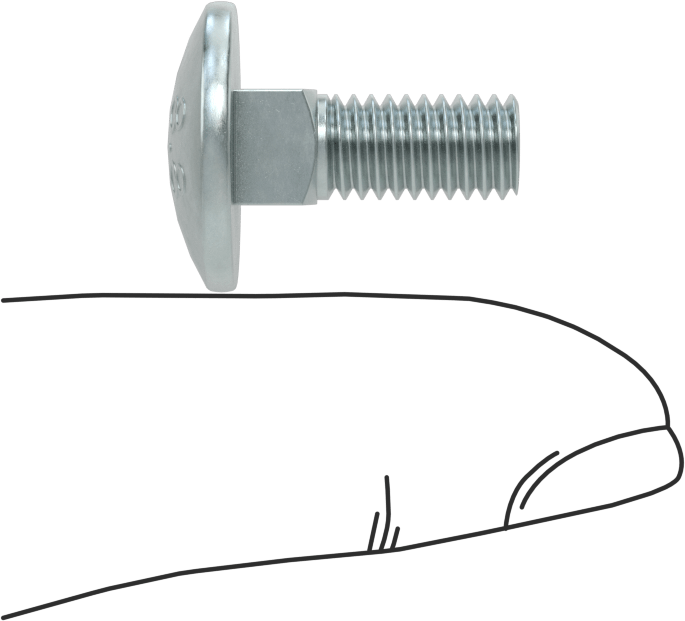 Çelik Kare Boyunlu Taşıma Cıvataları, Orta Mukavemetli, Çinko Kaplama, M6 x 1 mm Diş, 16 mm Uzunluk