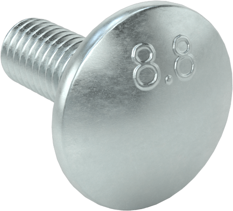 Çelik Kare Boyunlu Taşıma Cıvataları, Orta Mukavemetli, Çinko Kaplama, M6 x 1 mm Diş, 16 mm Uzunluk