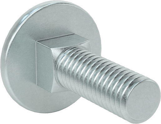 Çelik Kare Boyunlu Taşıma Cıvataları, Orta Mukavemetli, Çinko Kaplama, M6 x 1 mm Diş, 20 mm Uzunluk