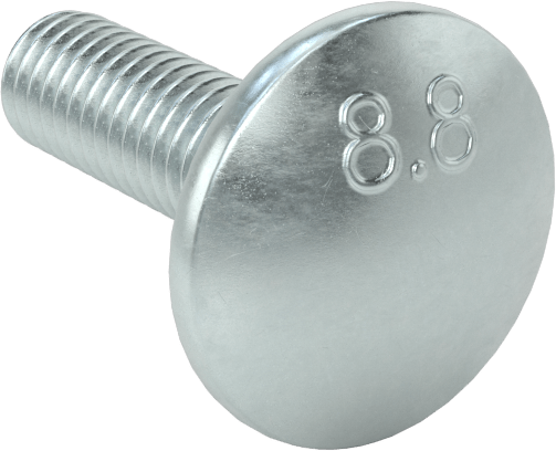 Çelik Kare Boyunlu Taşıma Cıvataları, Orta Mukavemetli, Çinko Kaplama, M6 x 1 mm Diş, 20 mm Uzunluk