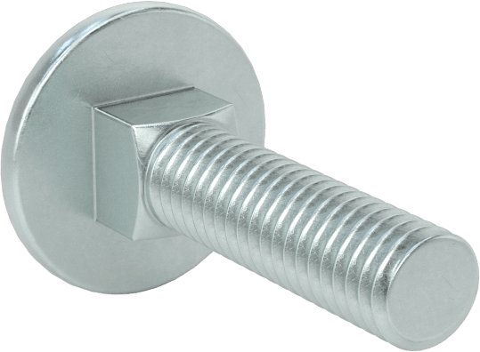 Çelik Kare Boyunlu Taşıma Cıvataları, Orta Mukavemetli, Çinko Kaplama, M6 x 1 mm Diş, 25 mm Uzunluk