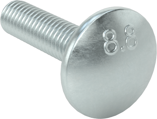 Çelik Kare Boyunlu Taşıma Cıvataları, Orta Mukavemetli, Çinko Kaplama, M6 x 1 mm Diş, 25 mm Uzunluk