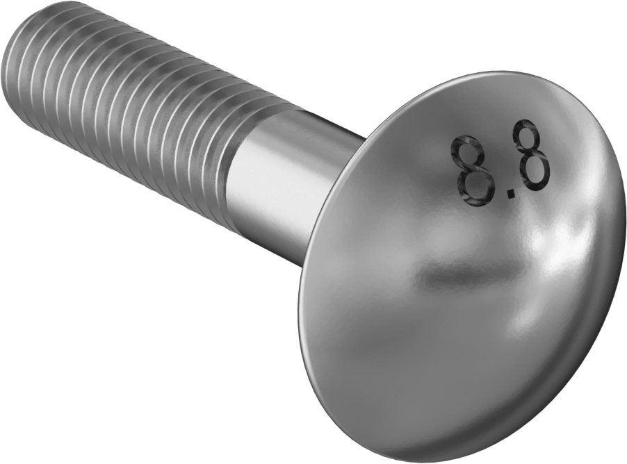 Çelik Kare Boyunlu Taşıma Cıvataları, Orta Mukavemetli, Çinko Kaplama, M6 x 1 mm Diş, 30 mm Uzunluk
