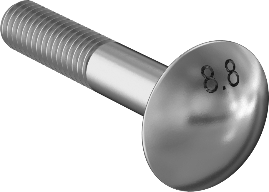 Çelik Kare Boyunlu Taşıma Cıvataları, Orta Mukavemetli, Çinko Kaplama, M6 x 1 mm Diş, 35 mm Uzunluk