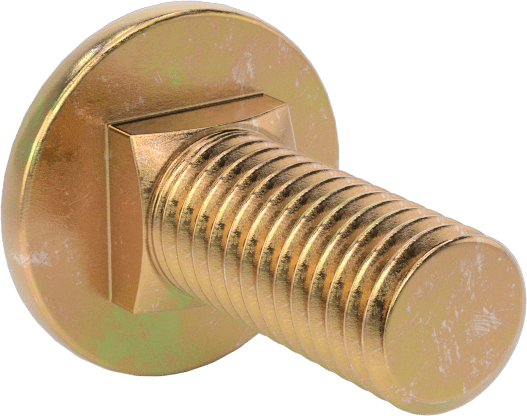 Çelik Kare Boyunlu Taşıma Cıvataları, Orta Mukavemetli, Sarı Kromatlı Çinko, M8 x 1.25mm, 20 mm Uzunluk