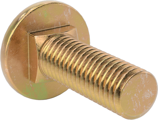 Çelik Kare Boyunlu Taşıma Cıvataları, Orta Mukavemetli, Sarı Kromatlı Çinko, M8 x 1.25mm, 25 mm Uzunluk