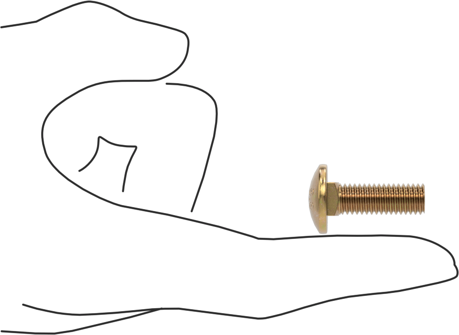 Çelik Kare Boyunlu Taşıma Cıvataları, Orta Mukavemetli, Sarı Kromatlı Çinko, M8 x 1.25mm, 25 mm Uzunluk
