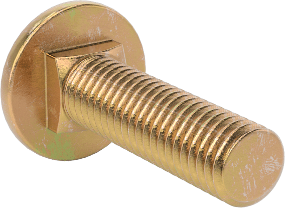 Çelik Kare Boyunlu Taşıma Cıvataları, Orta Mukavemetli, Sarı Kromatlı Çinko, M8 x 1.25mm, 30 mm Uzunluk